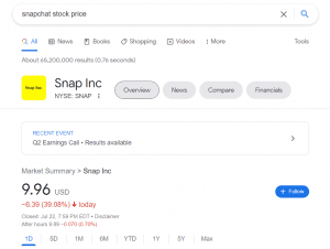 snapchat stock price